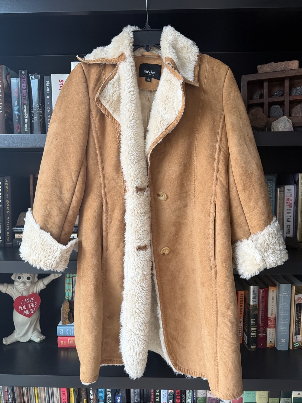 Vintage-Mossimo Tan Faux Suede Shearling Coat - Women's